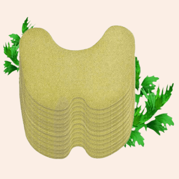 Stack of Entillio herbal knee patches with fresh herbs